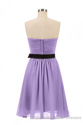 Lavender Strapless Tie-Side Short Bridesmaid Dress
